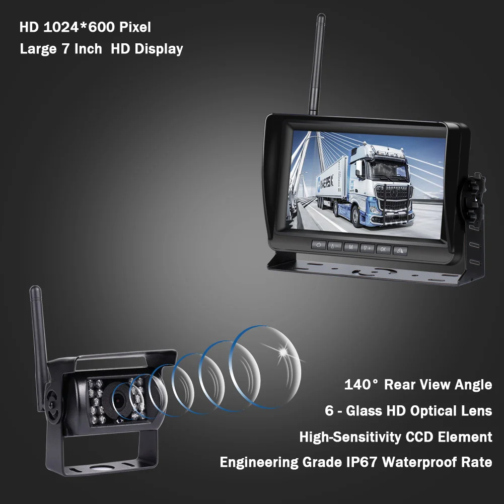 7-inčni bežični auto monitor je ekran za vožnju unazad Vozila monitori stražnja kamera zaslon za auto monitor za auto Kamion RV Slika 1