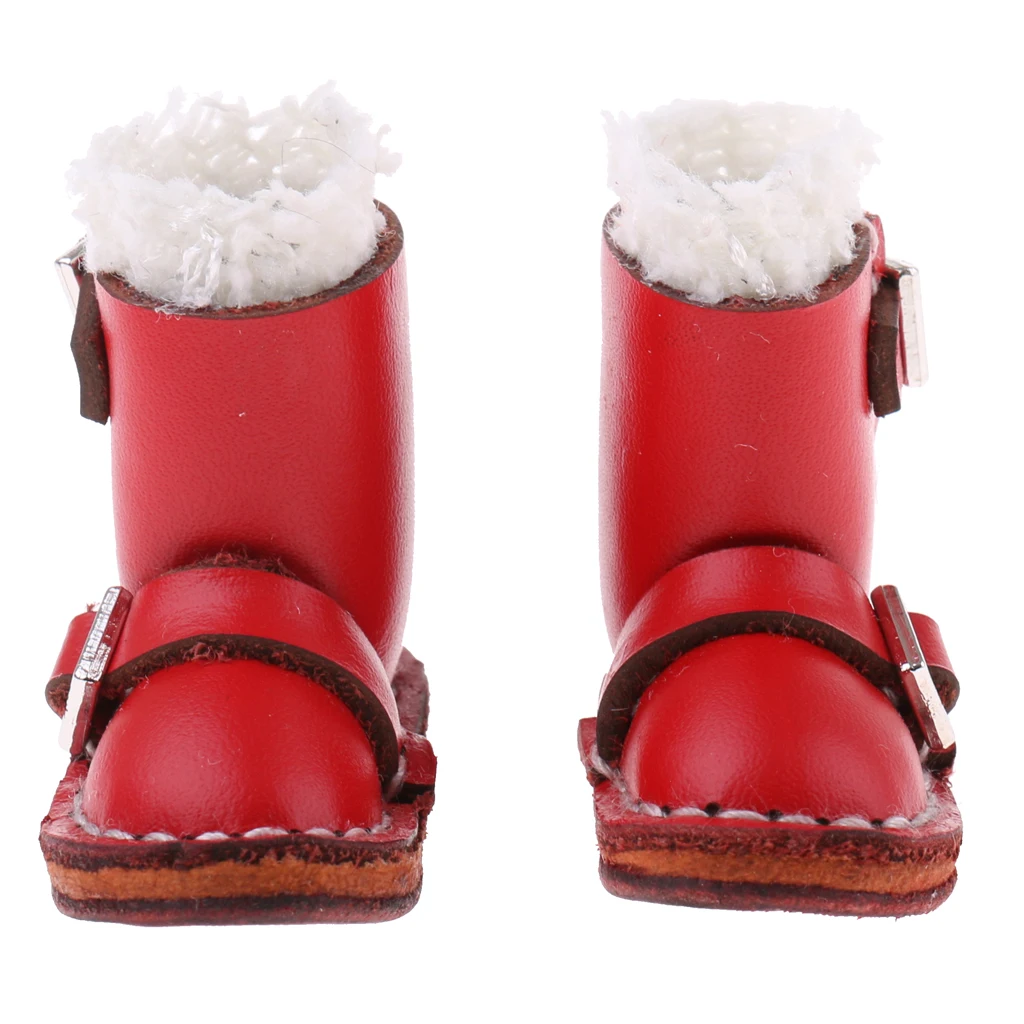 Trendi cipele od umjetne kože do sredine kavijar s kopčom za 12-inčni lutke Blythe - Crvena Slika 0