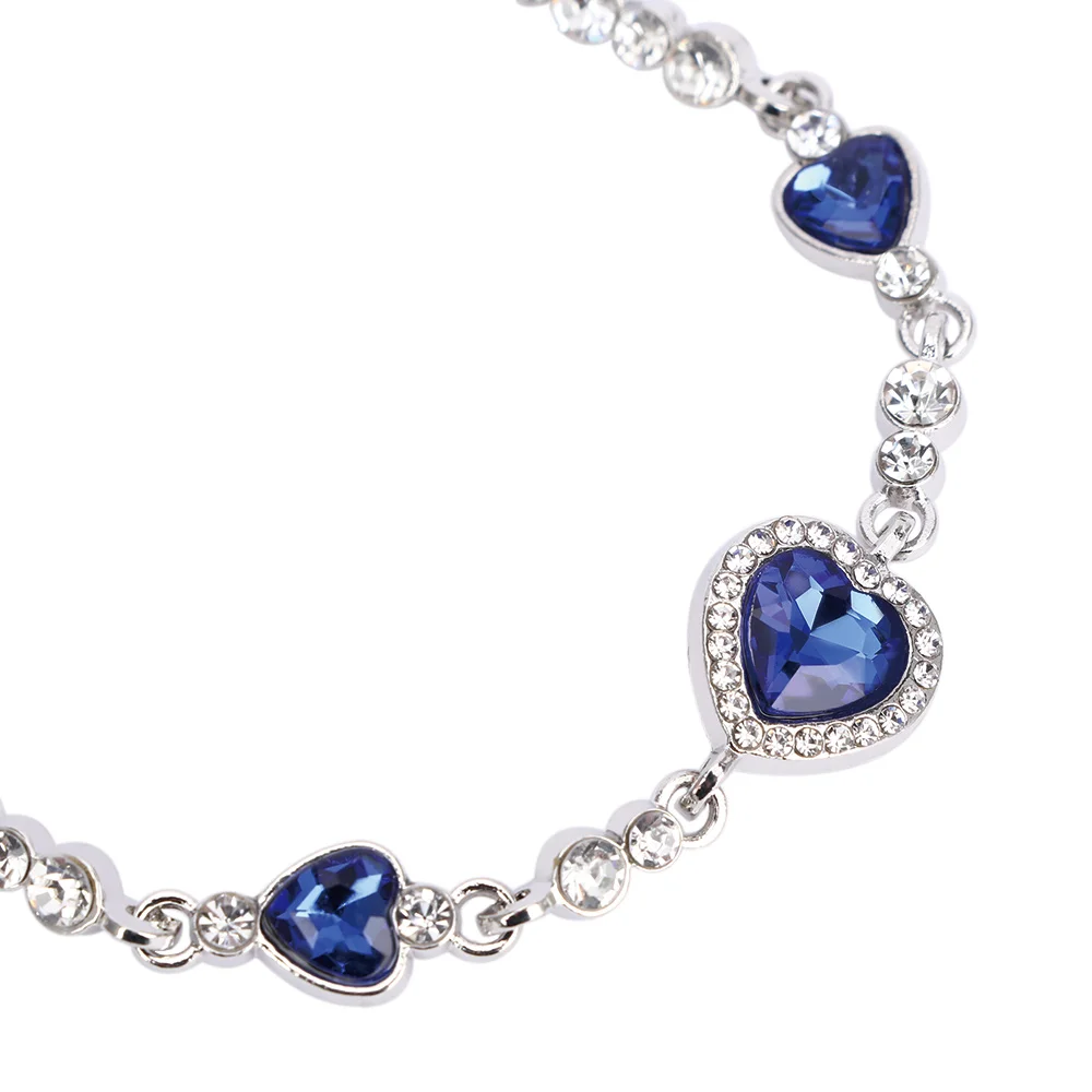 1 Kom. Nova Moda Ocean Blue Crystal Gorski Kristal Narukvica Za Žene Srcu narukvice mujer Poklon nakit povez Slika 3