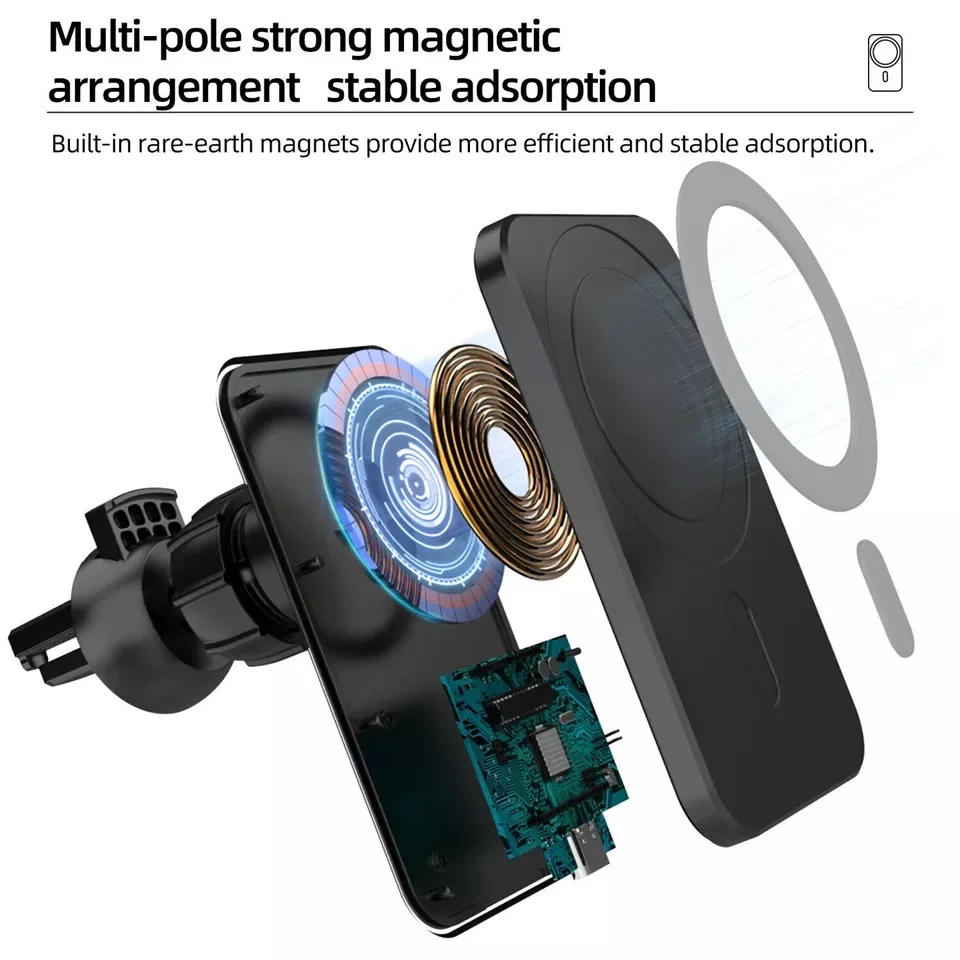 30 W QI Magnetsko Bežični Punjač za iPhone 14 pro max mini 13 12 Pribor 360 Okretanje oduška Auto Držač Telefona Brzo Punjenje Slika 1