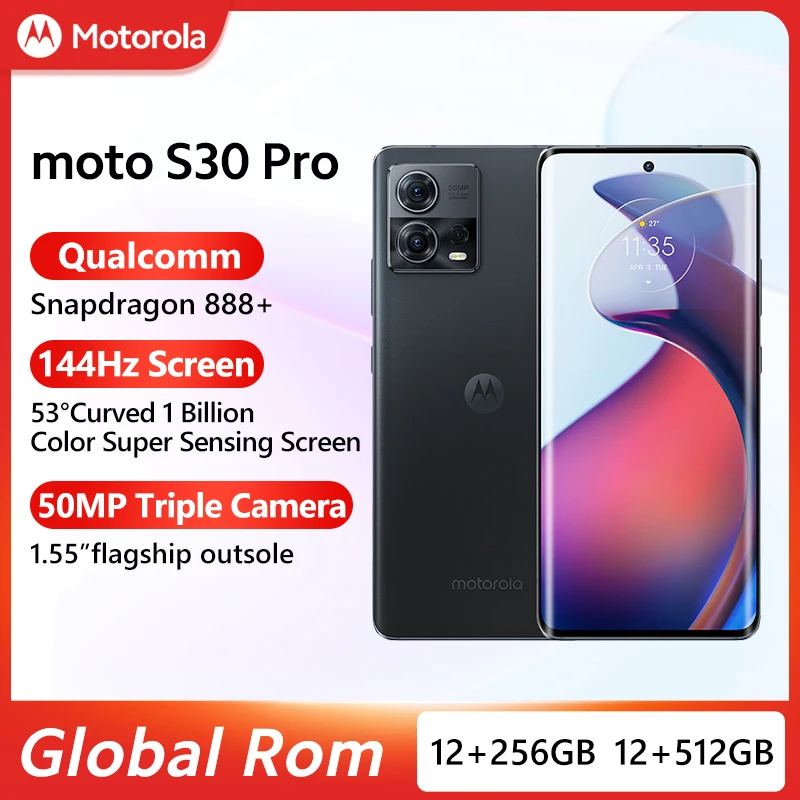 Globalna ugrađena memorija Motorola MOTO S30 Pro 5G Smartphone 50MP Trostruka skladište 6,55 inča 4400 mah Snapdragon888 Plus 144 Hz P-OLED ekran NFC Slika 4