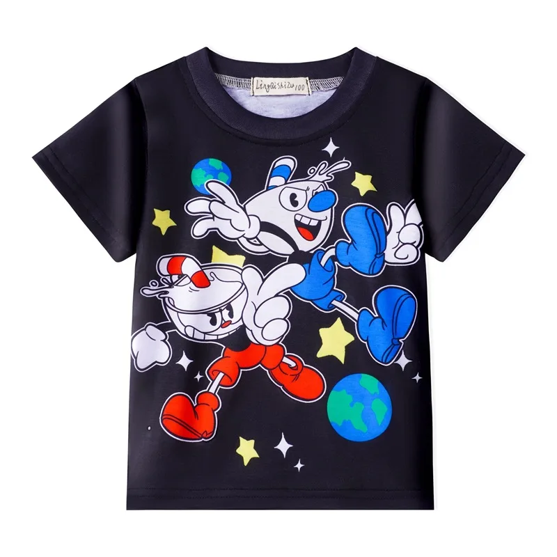 Majica sa po cijeloj površini anime, Dječje majica Cuphead Mugman, Ulica Zabavna odjeća, dječje majice Za dječake, Majice Muške t-Shirt Slika 0