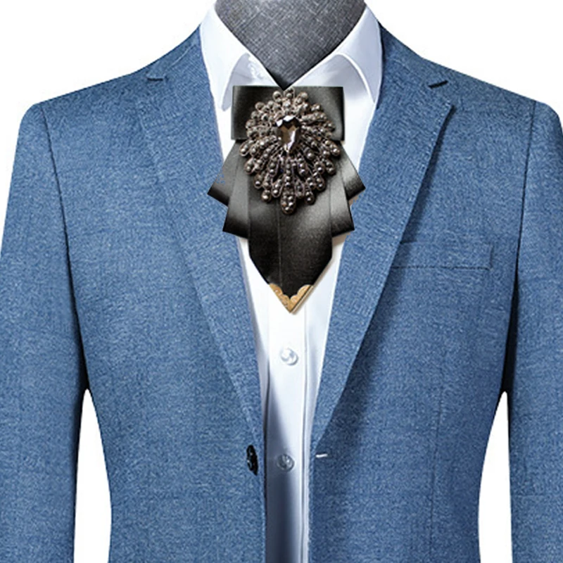 Britanski Kravata Muški Luksuzni Plava Gorski Kristal Poslovne Банкетное vjenčanicu Košulja Pribora Dar Muški Nakit Ručne izrade Kravata Slika 1
