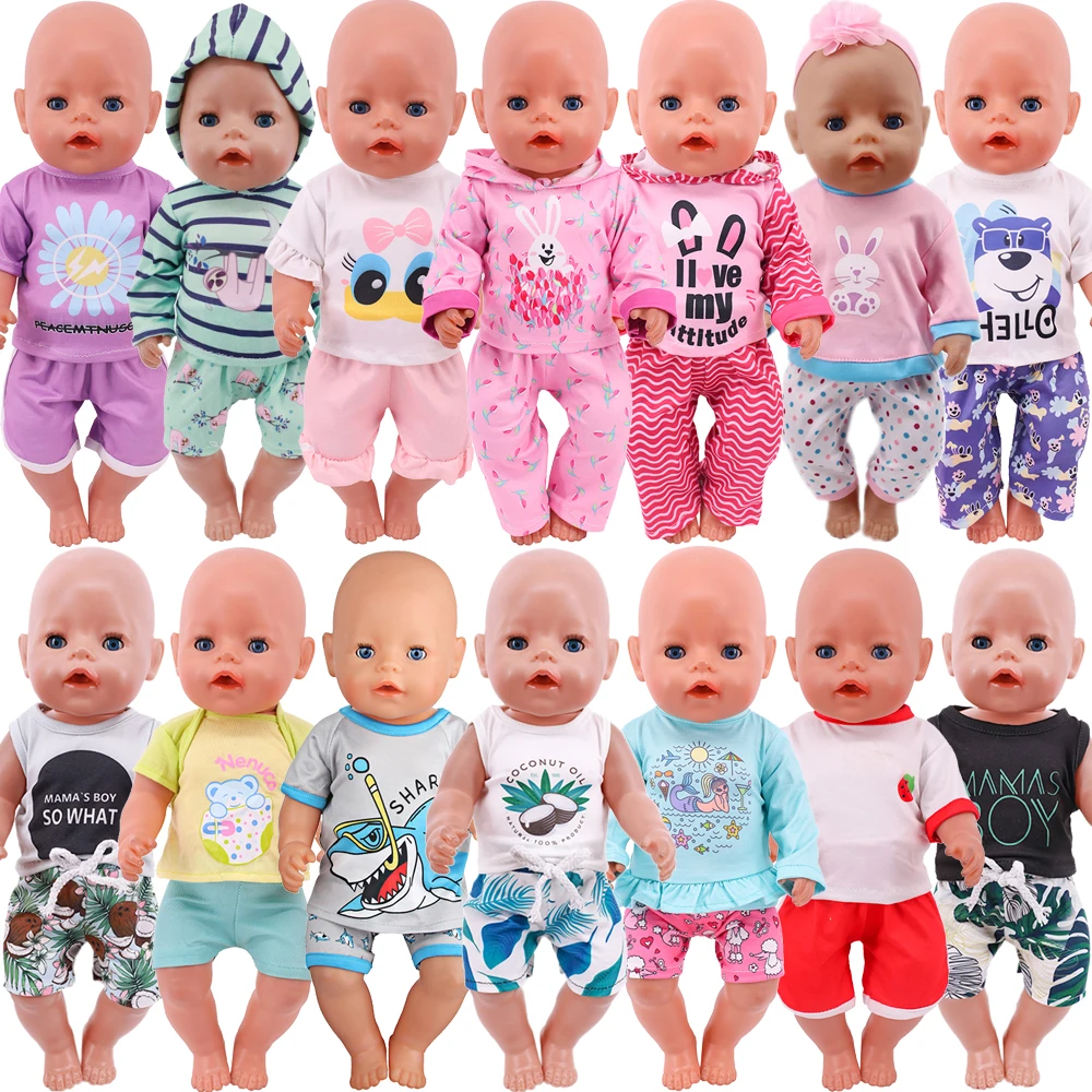 2 kom./compl. = Majice + hlače, odjeća za lutke, Pribor za novorođenčad, 43 cm, predmete i 18 inča, američka lutka, igračke za djevojčice, naša generacija Slika 4
