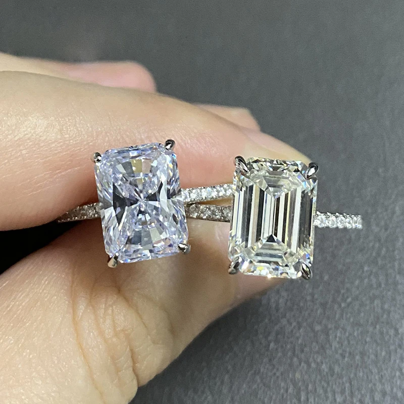 Moda 925 sterling srebra simulacija rezanja Муассанит dijamantni zaručnički prsten Donje luksuzno prijedlog zaručnički prsten Slika 1