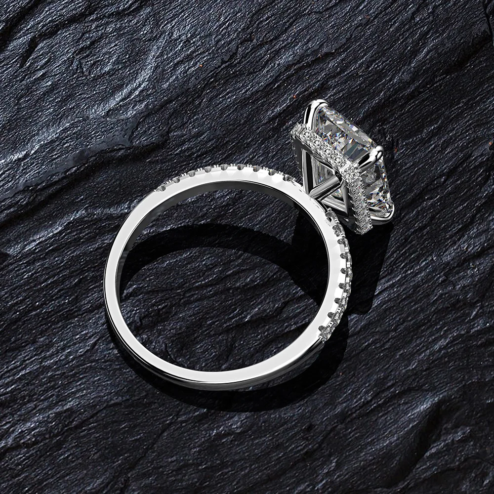 Moda 925 sterling srebra simulacija rezanja Муассанит dijamantni zaručnički prsten Donje luksuzno prijedlog zaručnički prsten Slika 2