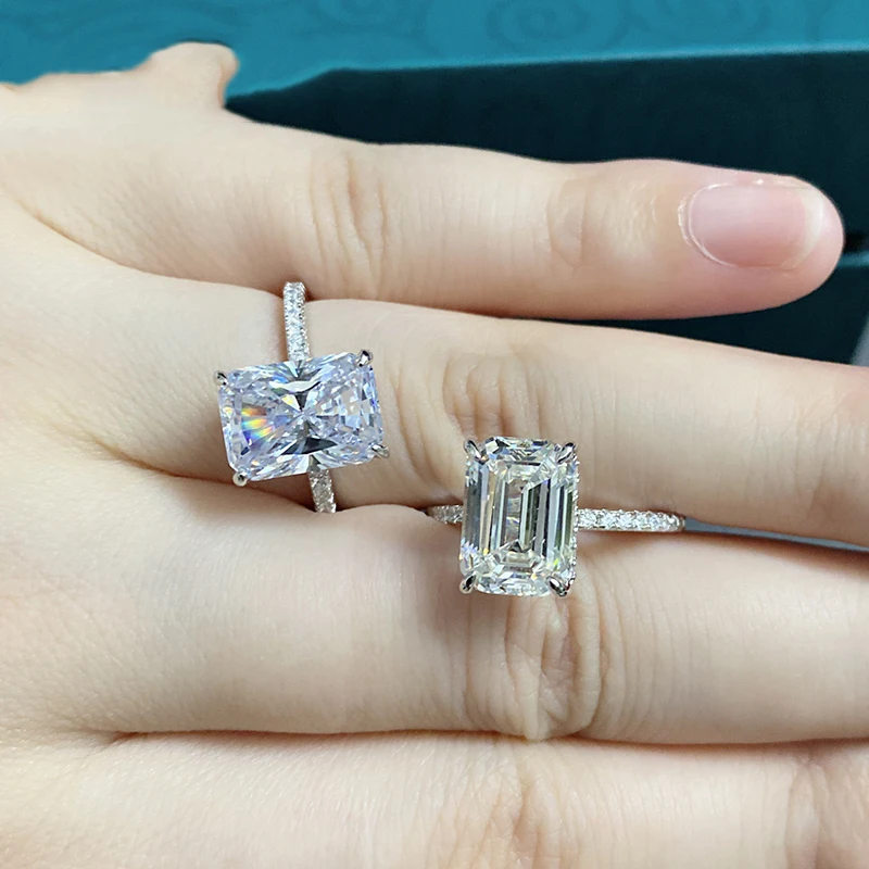 Moda 925 sterling srebra simulacija rezanja Муассанит dijamantni zaručnički prsten Donje luksuzno prijedlog zaručnički prsten Slika 3
