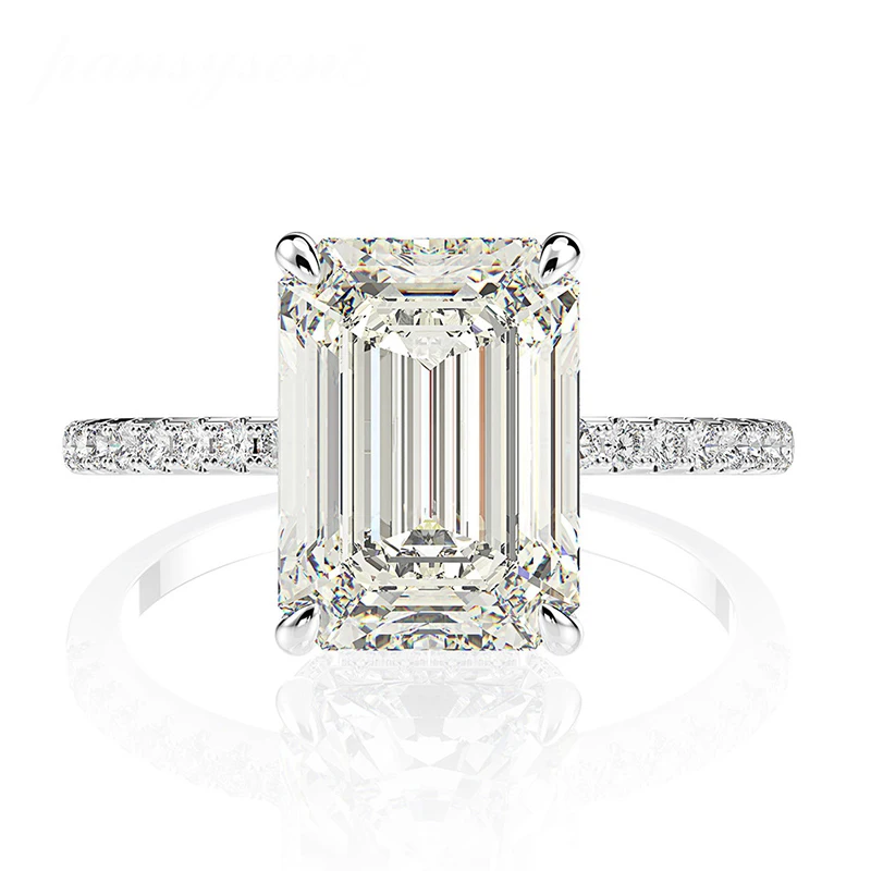 Moda 925 sterling srebra simulacija rezanja Муассанит dijamantni zaručnički prsten Donje luksuzno prijedlog zaručnički prsten Slika 4