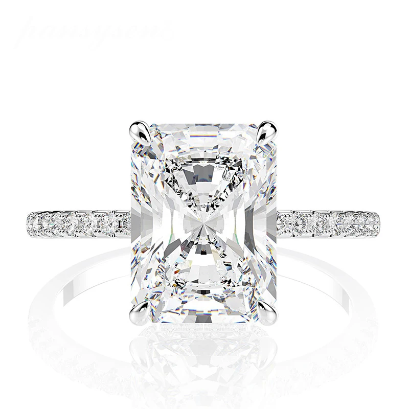 Moda 925 sterling srebra simulacija rezanja Муассанит dijamantni zaručnički prsten Donje luksuzno prijedlog zaručnički prsten Slika 5