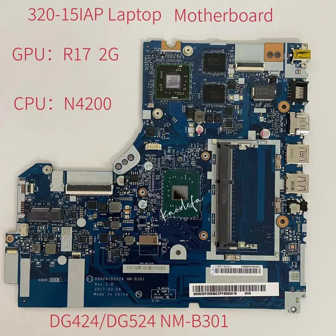 Za Lenovo Ieadpad 320-15IAP Matična ploča laptop Procesora: N4200 (SR2Z5) R17 2G DG424/DG524 NM-B301 FRU: 5B20P20639 Test u Redu Slika 2