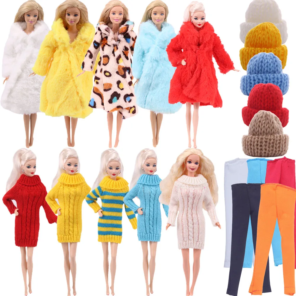 4 Pribor za Barbie = 1 kaput + 1 džemper + 1 mornarska kapa + 1 tajice, za lutke Barbie 11 inča 26-28 cm, odijevanje, Barbie iste boje Slika 4