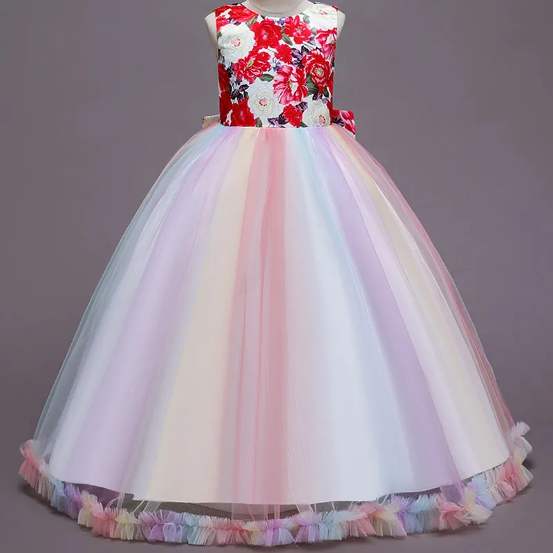 Dječja Dugu vjenčanicu princeze od paperjast mrežaste tkanine u Europi i SAD-u, dječje odjeće, kostimi su sa po cijeloj površini za djevojčice Slika 4