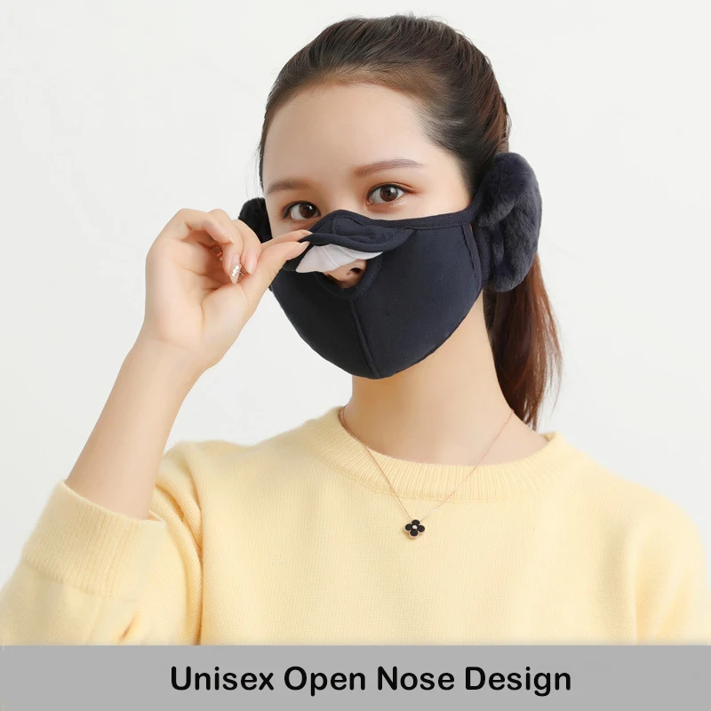Prozračna Maska Open Nos, Ulica Toplo Zaštitne Maske Od Hladnoće, Biciklističke Prašinu Slušalice Za Zaštitu Ušiju, Modni Slušalice Unisex Slika 4