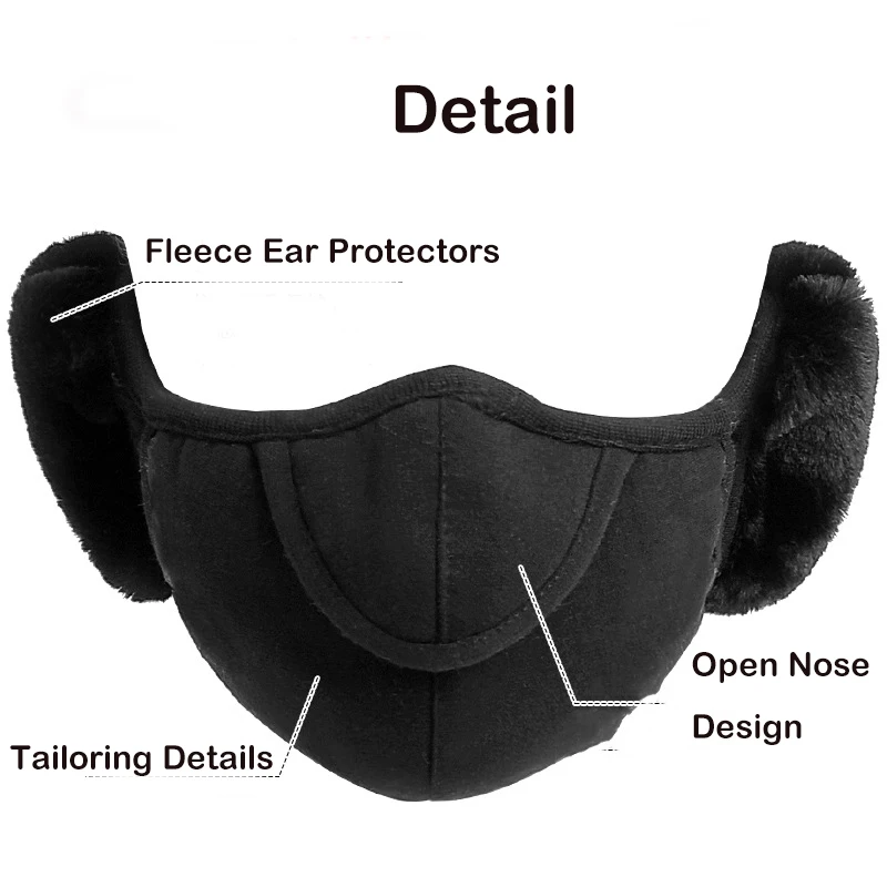 Prozračna Maska Open Nos, Ulica Toplo Zaštitne Maske Od Hladnoće, Biciklističke Prašinu Slušalice Za Zaštitu Ušiju, Modni Slušalice Unisex Slika 5