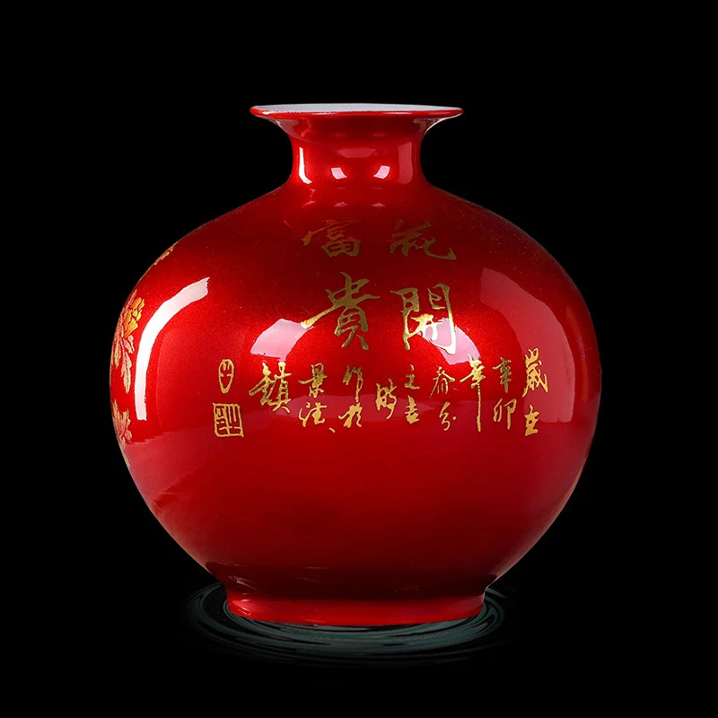 Creative vaza za jabuke Цзиндэчжэнь keramičke crvena vaza osnovna dnevni boravak novi kineski moderne минималистичные ukras porculan ukras Slika 0