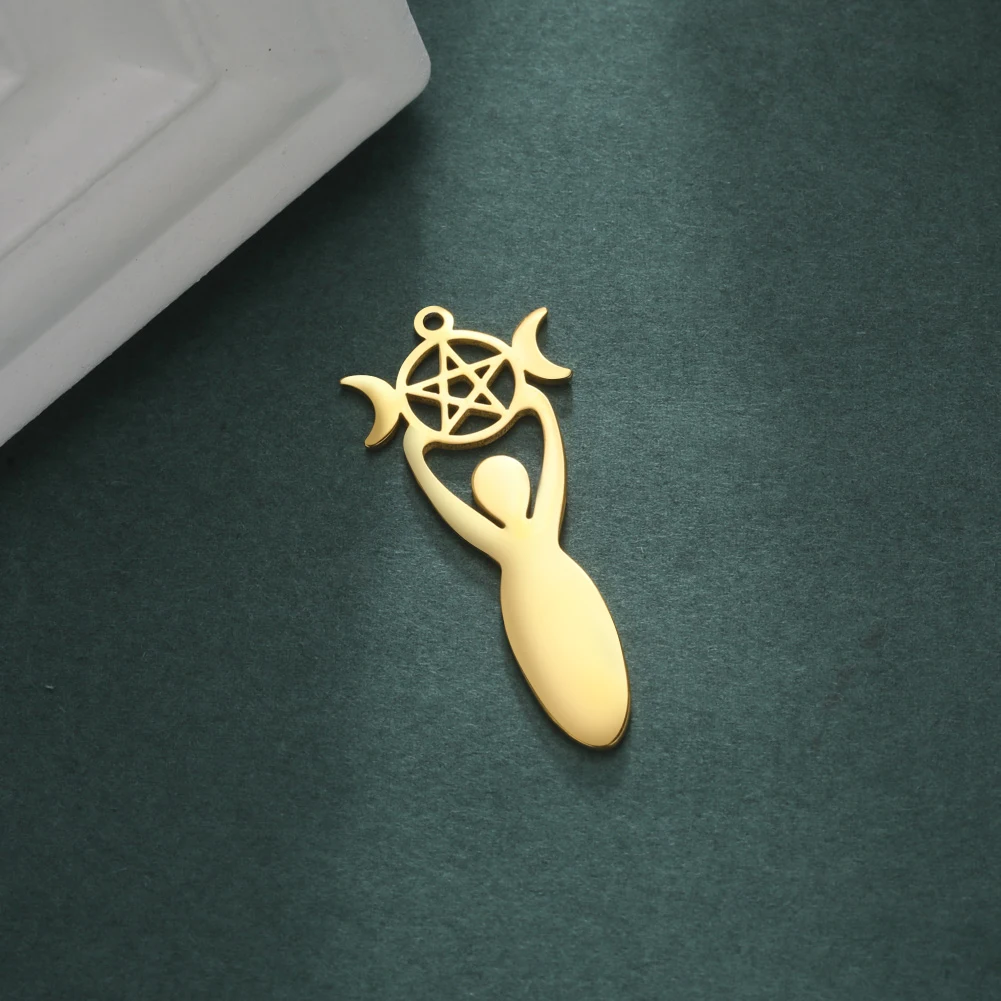 Moj Oblik 5 kom. Božica Star Mesec Privjesak Maskote Amulet-Amajlija Od Nehrđajućeg Čelika Berba Vjerski Nakit Ogrlica Pribor Slika 4