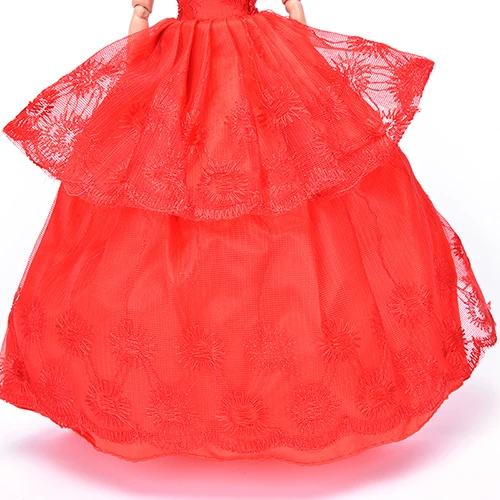 1pc Elegantna Crvena ručni rad svadba Svadba Haljina za Odjeću lutka Princeza Odjeća Odjeća Poklon Za Djevojčice Slika 0