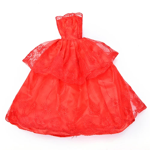 1pc Elegantna Crvena ručni rad svadba Svadba Haljina za Odjeću lutka Princeza Odjeća Odjeća Poklon Za Djevojčice Slika 1