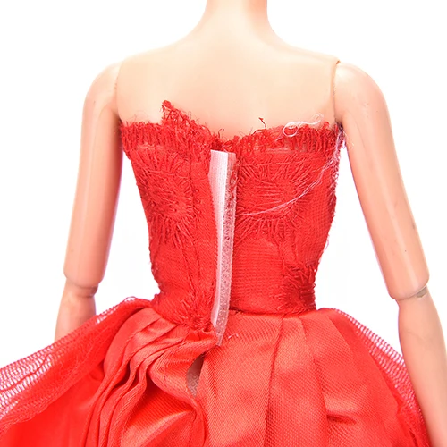 1pc Elegantna Crvena ručni rad svadba Svadba Haljina za Odjeću lutka Princeza Odjeća Odjeća Poklon Za Djevojčice Slika 2