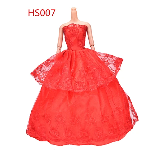 1pc Elegantna Crvena ručni rad svadba Svadba Haljina za Odjeću lutka Princeza Odjeća Odjeća Poklon Za Djevojčice Slika 3