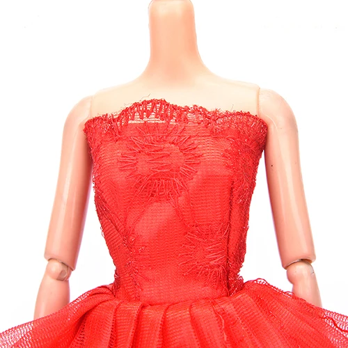 1pc Elegantna Crvena ručni rad svadba Svadba Haljina za Odjeću lutka Princeza Odjeća Odjeća Poklon Za Djevojčice Slika 4