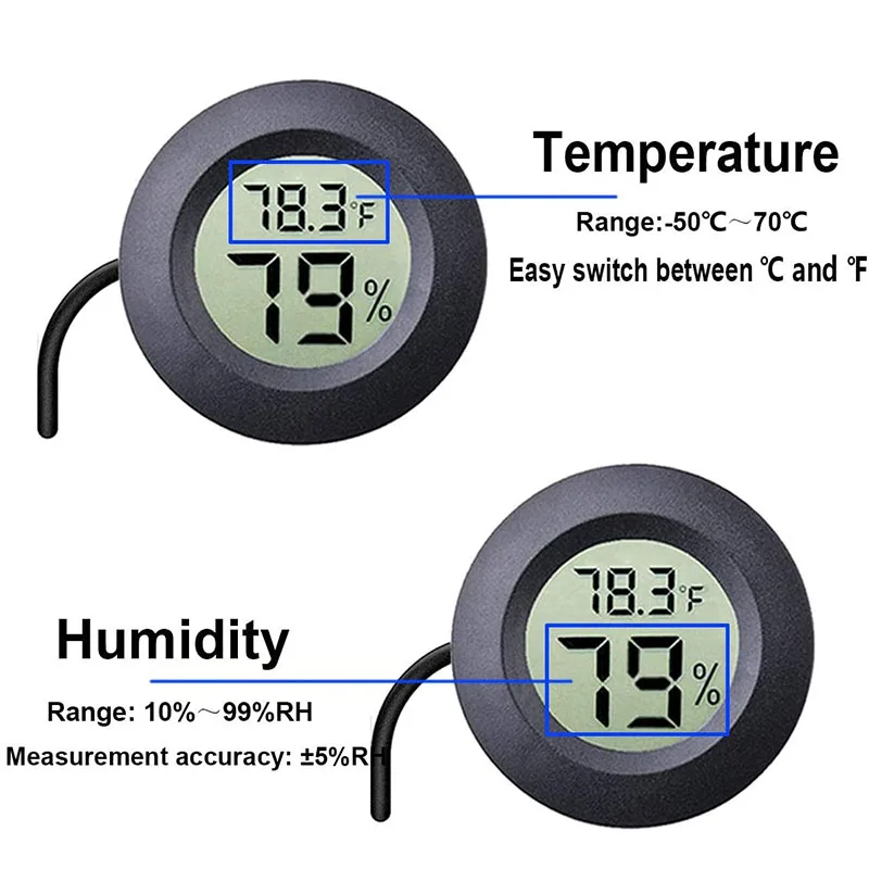 Digitalni Termometar Hygrometer Metar Za Gmazova Kornjača Terariju Akvarij Tenk Pribor Temperatura Vlažnost Slika 0