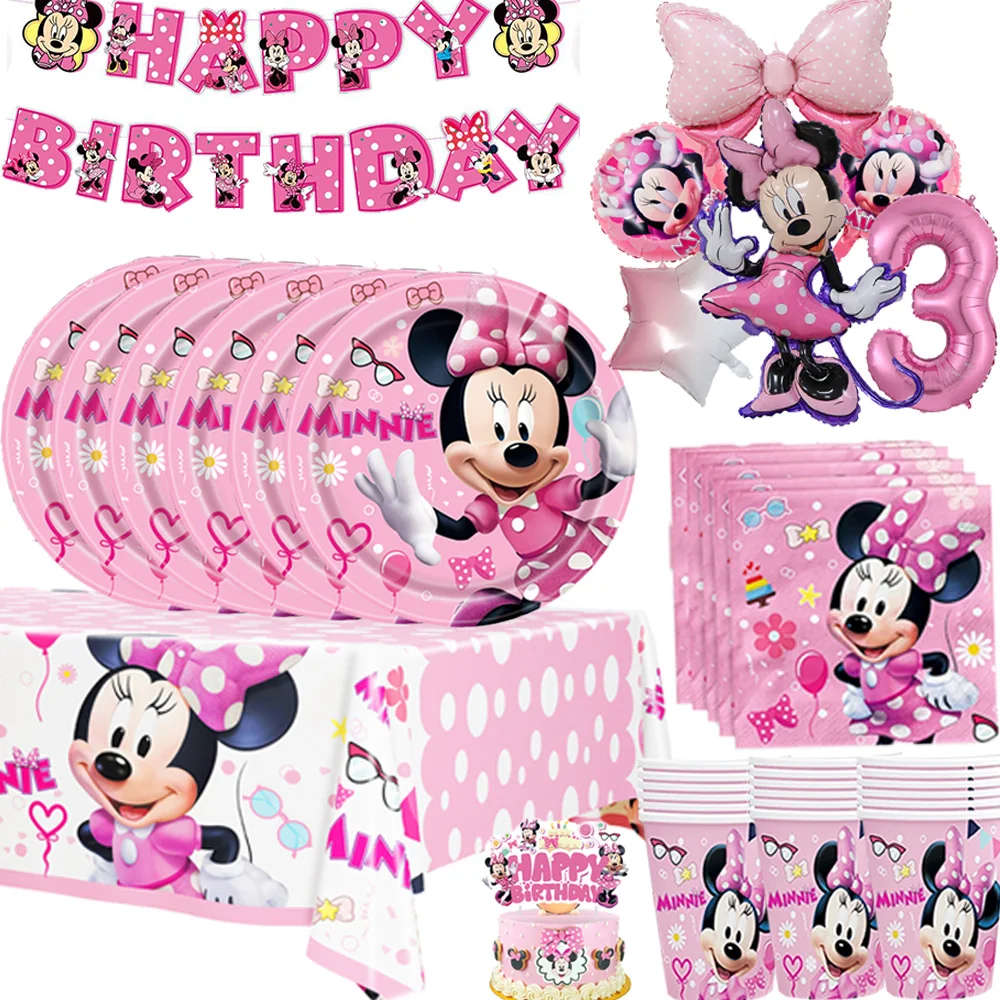 Tema Minnie Mouse Baby Bath Pribor Za Zabavu U Čast Rođendana Minnie Šalica Tanjur Ukras Zurke Za Djevojčice Jednokratni Pribor Set Za Večeru Slika 2