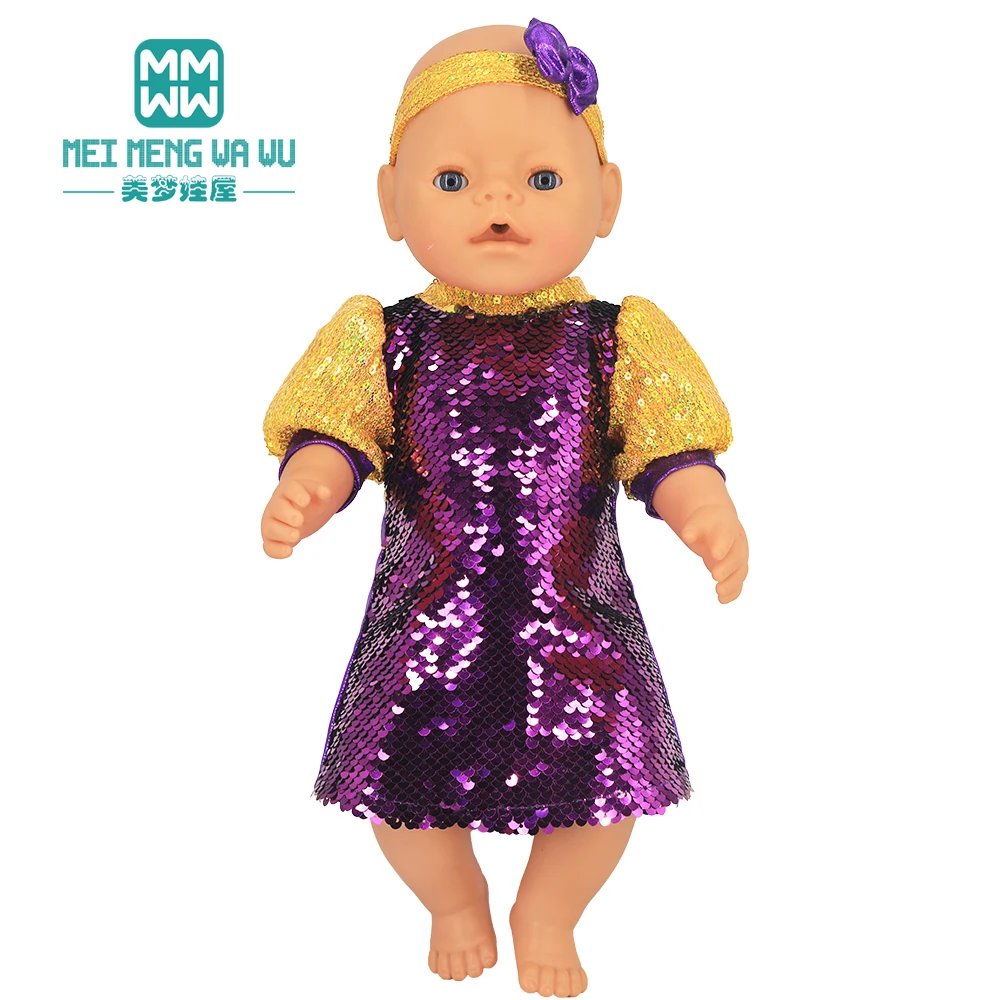 Odjeća za lutke odgovara na 43-45 cm, pribor za novorođenčad lutke, Funky suknja sa šljokicama, poklon za djevojke Slika 2
