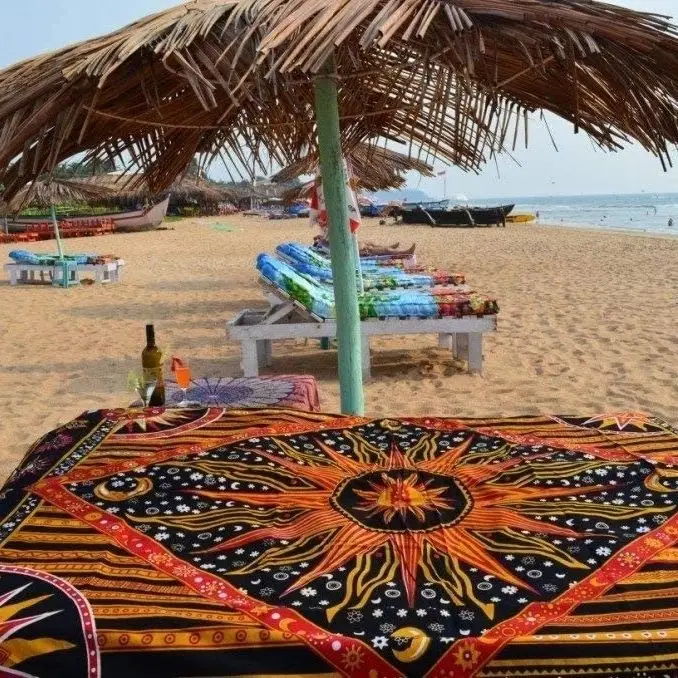 Hipi Mandala sunce i mjesec ručno izrađene plakat zidna tapiserija - Indija zlato vruće sunce zvijezda psihodelični pop tajanstveni plaža Slika 3