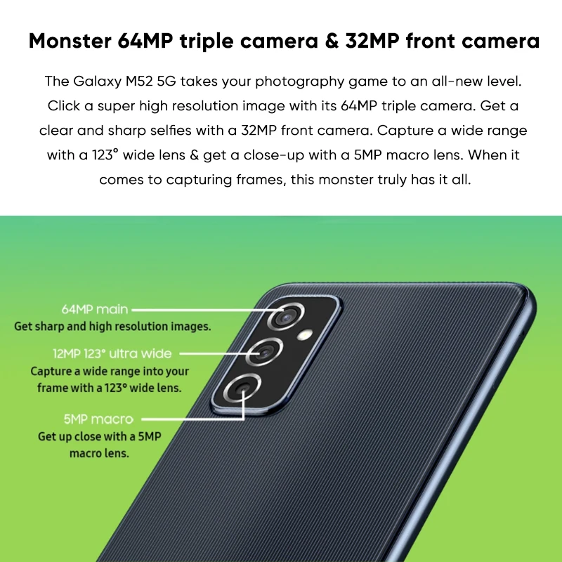Samsung Galaxy M52 M526bds 5G Smartphone Snapdragon 778G 120 Hz Super AMOLED Plus 64 Mp Trostruki Kamere 5000 mah Baterija za Mobilni telefon Slika 0