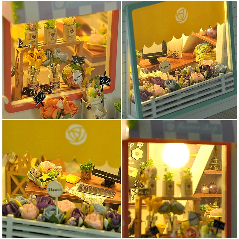 Mali Dom Diy Minijaturni Lutkine Kit Roombox Cvijet Kuća Lutaka Namještaj U Prikupljanju Model Drvene Igračke, Pokloni Za Novu Godinu, Za Djecu Slika 1