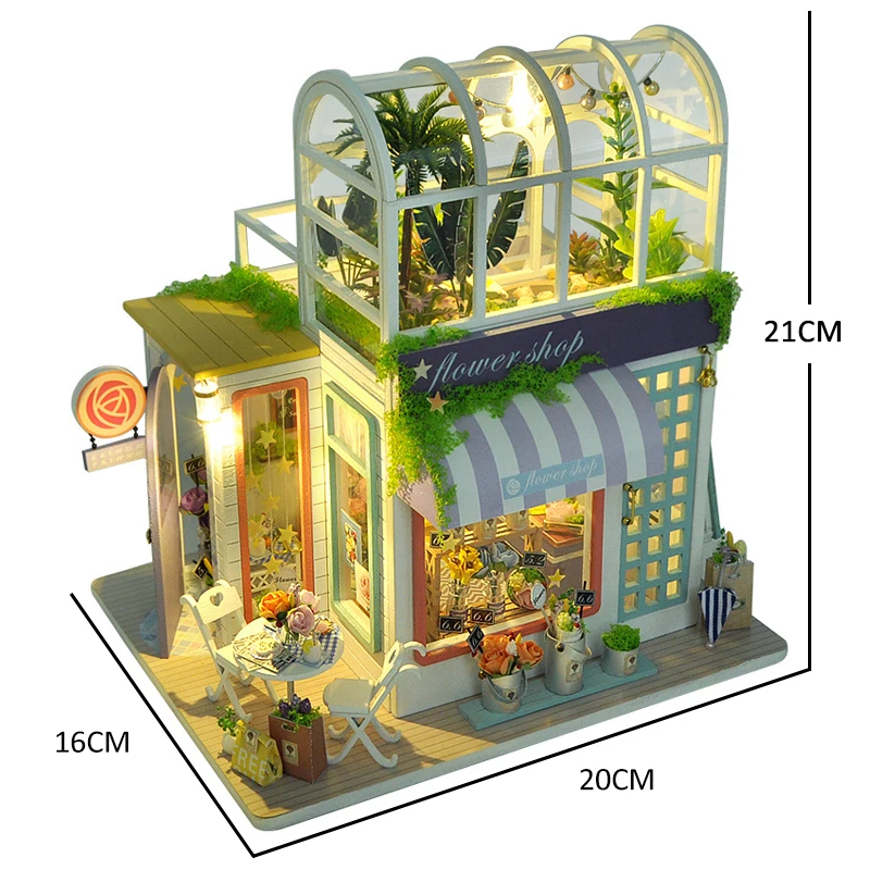 Mali Dom Diy Minijaturni Lutkine Kit Roombox Cvijet Kuća Lutaka Namještaj U Prikupljanju Model Drvene Igračke, Pokloni Za Novu Godinu, Za Djecu Slika 3
