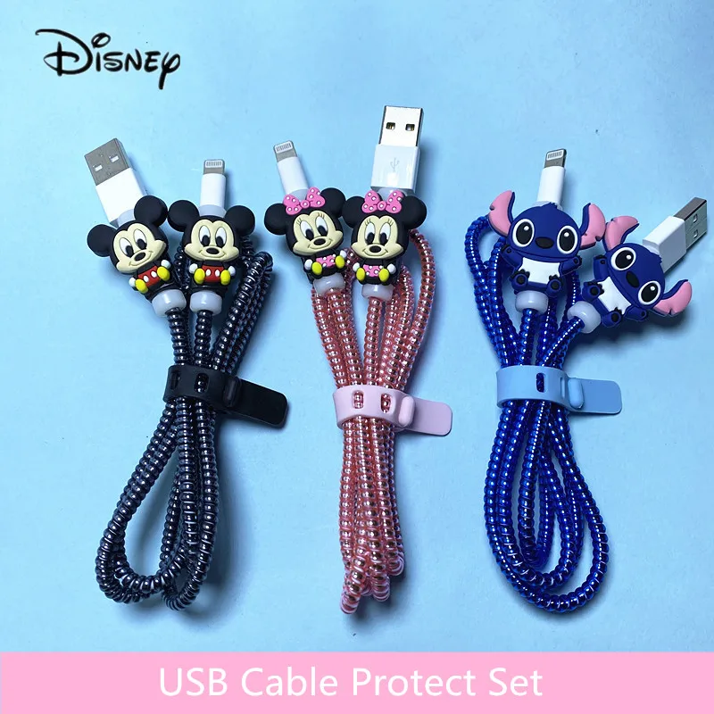 Crtani Disney Set Za Namatanje Kabela USB Punjač Kabel Zaštitnik Za Apple iPhone Za Samsung Xiaomi Huawei Kabel Zaštita Ukras Slika 0