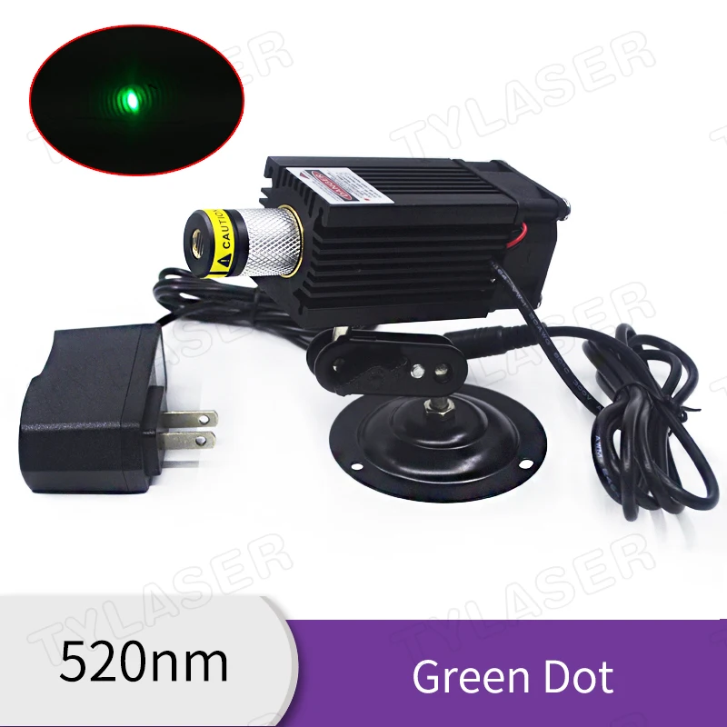 Dugo vremena Radi laser koji može fokusirati stakleni laserski modul Len 520nm sa zelenom točkom 80 Mw 135 Mw 300 Mw s hlađenja ventilator (sa nosačem i adapterom) Slika 0
