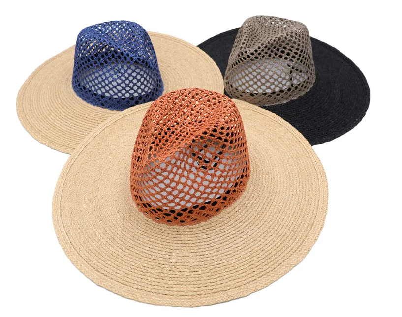 202006-gaoda ljetnim osjetio šešire ručno od rafija, Šuplje pletena osjetio kape, muška ženska panama, jazz ulica šešir Slika 0