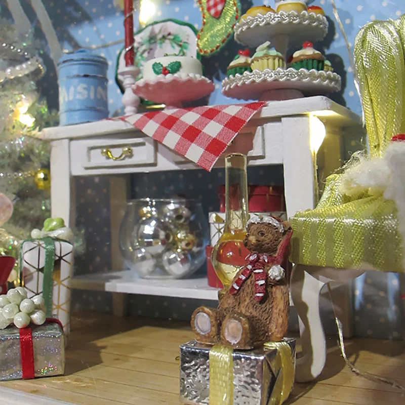 DIY Okvir Model Minijaturni lutkine Komplet sa Namještajem Skandinavski Božićni Kuća Lutaka Casa Igračke za Djecu Darove Za Djevojčice Slika 5