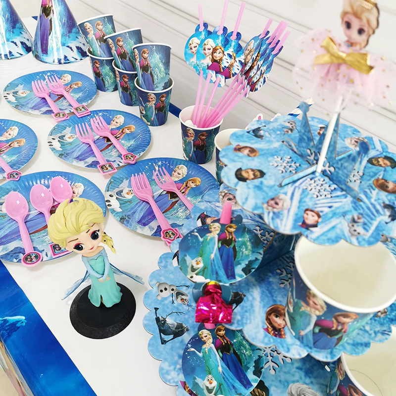 Disney Smrznuto Anna i Elsa Princeza Dizajn je Slobodan Kuhinjske Papirnate Čaše Tanjur Dječji Tuš Rođendan Dekoracija Isporuke Slika 0