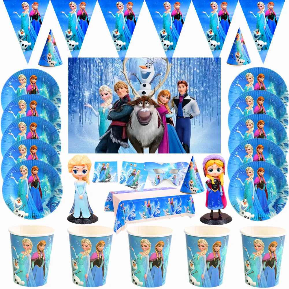 Disney Smrznuto Anna i Elsa Princeza Dizajn je Slobodan Kuhinjske Papirnate Čaše Tanjur Dječji Tuš Rođendan Dekoracija Isporuke Slika 2
