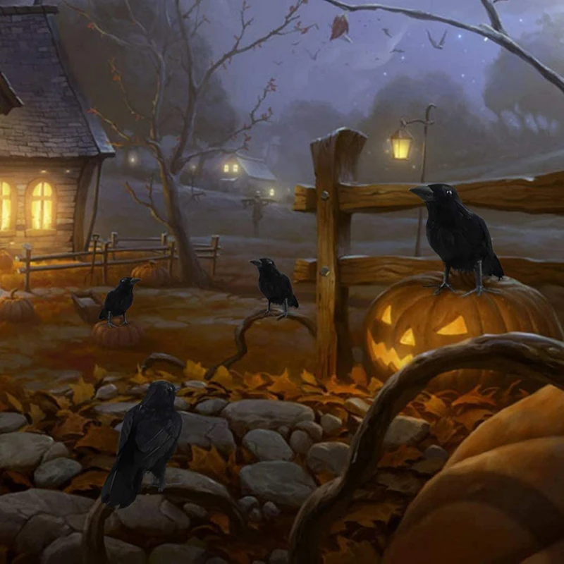 Realno Crni Gavran Rekvizite Strašno Umjetna Crna Olovka Gavran Ptica U Prirodnoj Veličini Halloween Večernje Uređenje Unutarnji Vanjski Slika 2