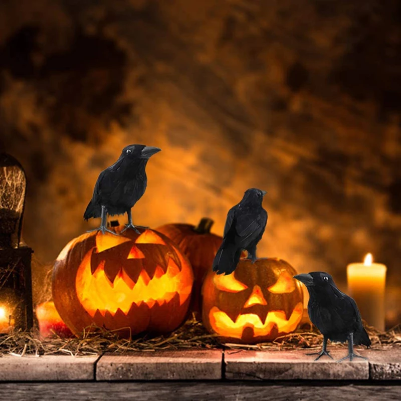 Realno Crni Gavran Rekvizite Strašno Umjetna Crna Olovka Gavran Ptica U Prirodnoj Veličini Halloween Večernje Uređenje Unutarnji Vanjski Slika 4