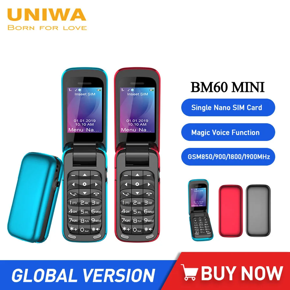 UNIWA 8star BM60 Mini-Phone 2G GSM Flip Mobilni Telefon Bluetooth Brojčanik Mobilni Telefon S Jednim Nano SIM karticom Telefona Čarobni Glas 300 mah Slika 5