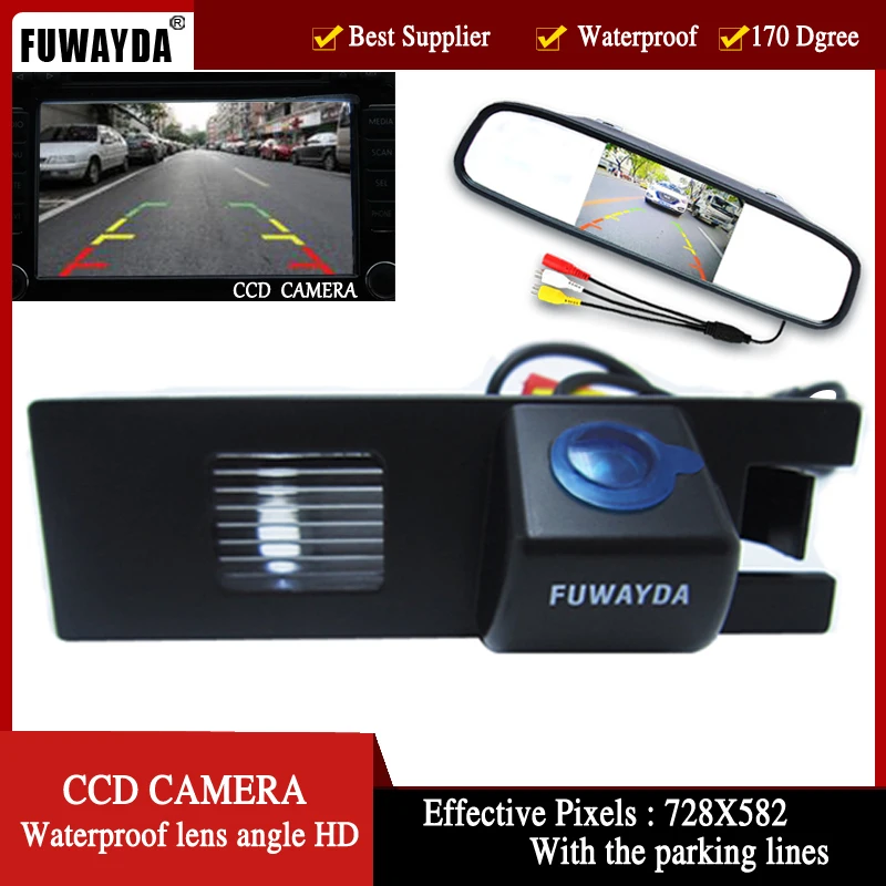 FUWAYDA HD Auto Kamere unazad za OPEL Astra H/Corsa D/Meriva A/Vectra C/Zafira B, FIAT Grande 4,3-Inčni Monitor retrovizor Slika 3