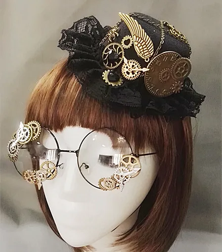 Noviteti Steampunk Victorian Zupčanika Mini-Cilindar Kostim Pribor Za Kosu Ručni Rad S Parnih Punk-Dioptrijske Naočale Slika 2