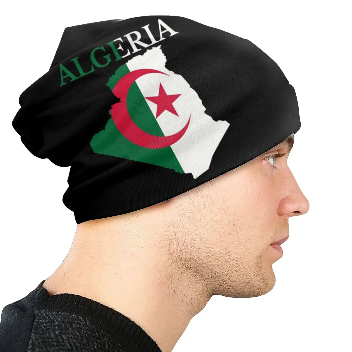 Trendy Zimske Tople Muške I Ženske Pletene Kape Za Odrasle Unisex, Zastava Alžira, Karta, Lubanje, Kape, Kape, Alžirski Kape Sa Srca Slika 2