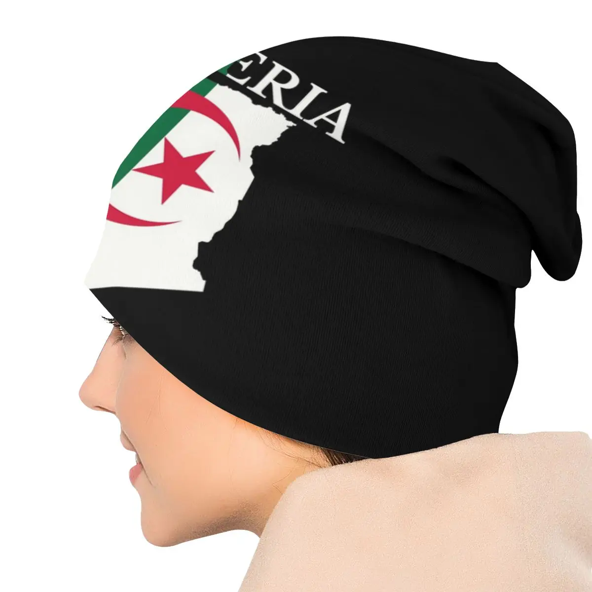 Trendy Zimske Tople Muške I Ženske Pletene Kape Za Odrasle Unisex, Zastava Alžira, Karta, Lubanje, Kape, Kape, Alžirski Kape Sa Srca Slika 4