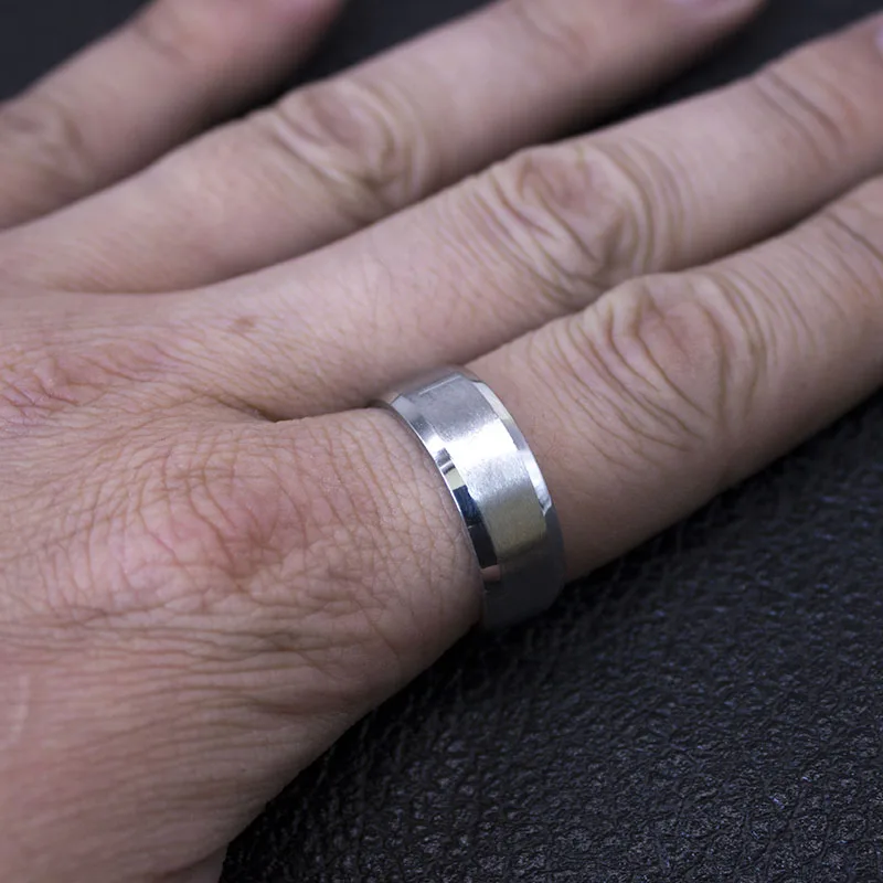 Prstenovi od Nehrđajućeg Čelika 316L 8 mm Vjenčano Prstenje za Muškarce 2022 Klasični Prsten Muški Slika 0
