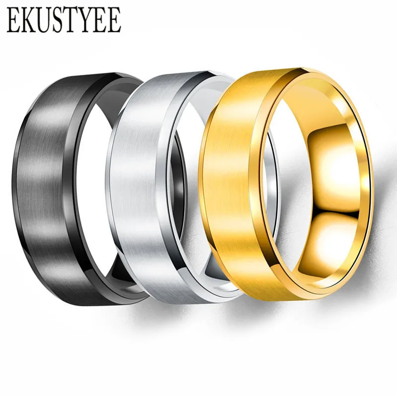 Prstenovi od Nehrđajućeg Čelika 316L 8 mm Vjenčano Prstenje za Muškarce 2022 Klasični Prsten Muški Slika 3