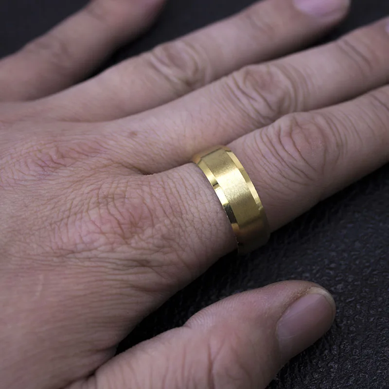 Prstenovi od Nehrđajućeg Čelika 316L 8 mm Vjenčano Prstenje za Muškarce 2022 Klasični Prsten Muški Slika 5