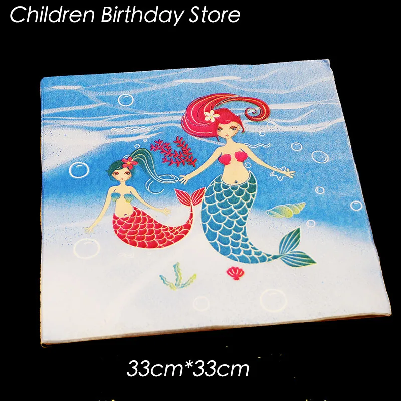 20 kom./pak. Tema Sirena maramice Sirena rođendan dekoracija Sirena ručnici Slika 2