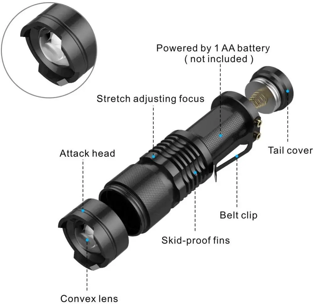 Mini Ručni Svjetiljku 3 Način Rasvjete LED Tactical Q5 Svjetiljku AA Baterija Džepnu Svjetiljku Hitne Vanjski Kamp Alati Slika 3
